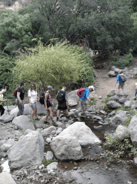 Grupo de personas recorriendo un sendero para principiantes